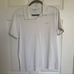 Lacoste Cotton/Linen Tipped Sleeve Polo